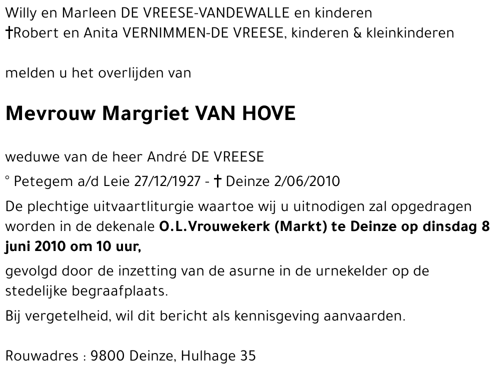 Magriet VAN HOVE