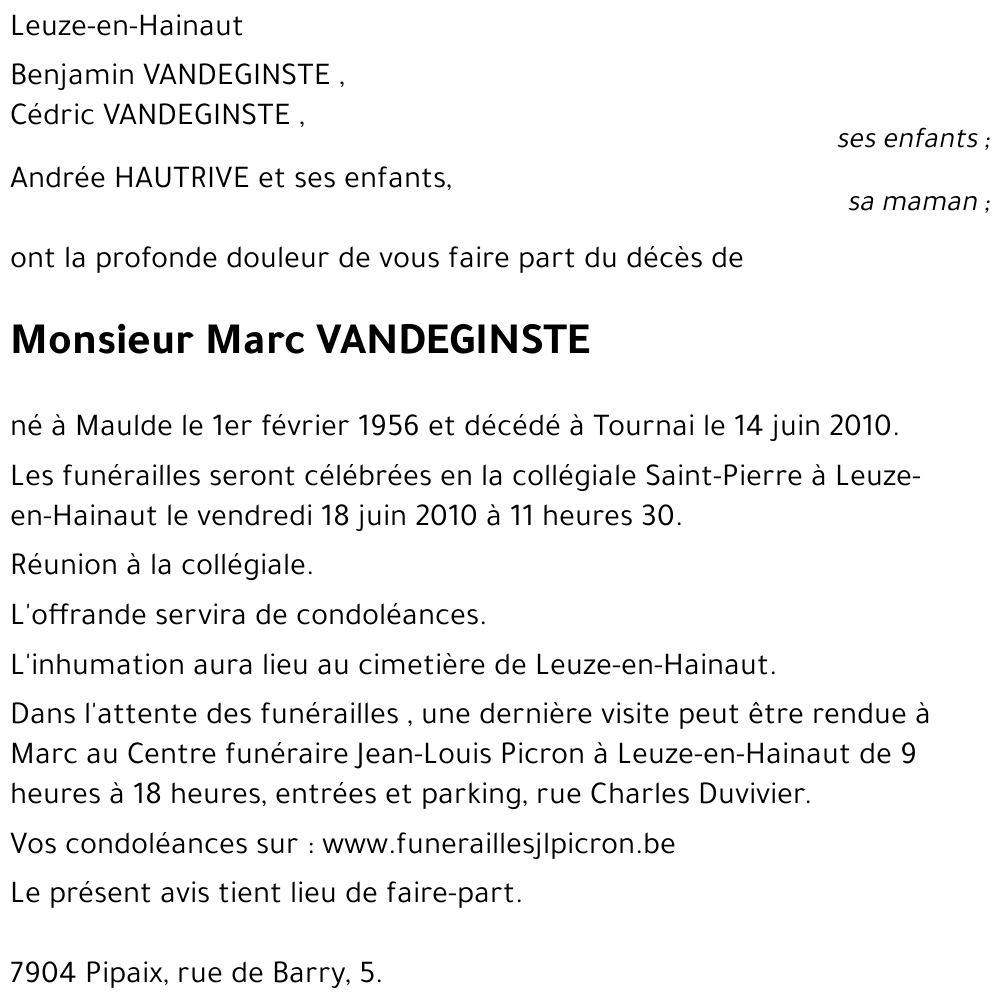 Marc VANDEGINSTE