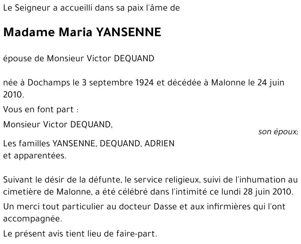 Maria YANSENNE