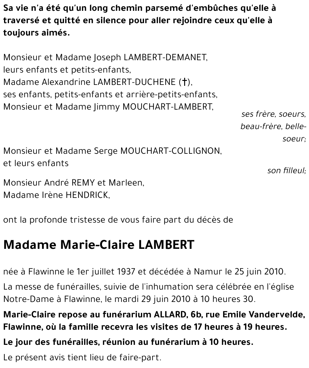 Marie-Claire LAMBERT