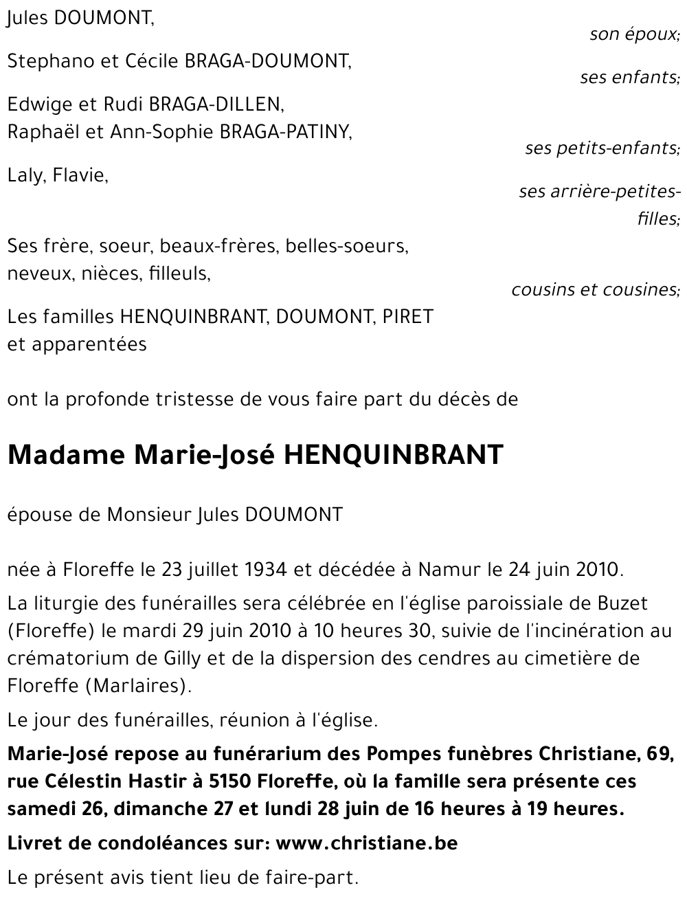 Marie-José HENQUINBRANT