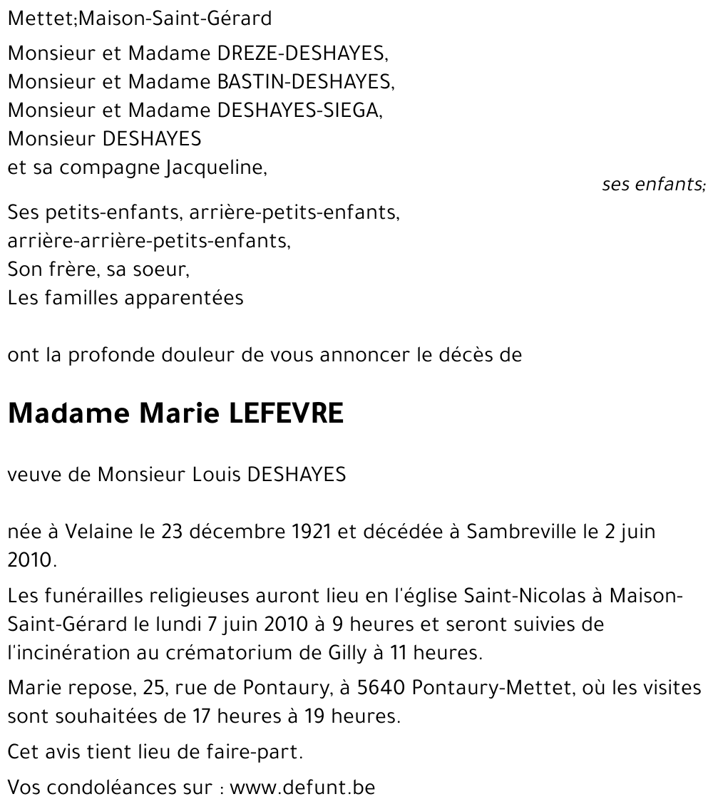 Marie LEFEVRE