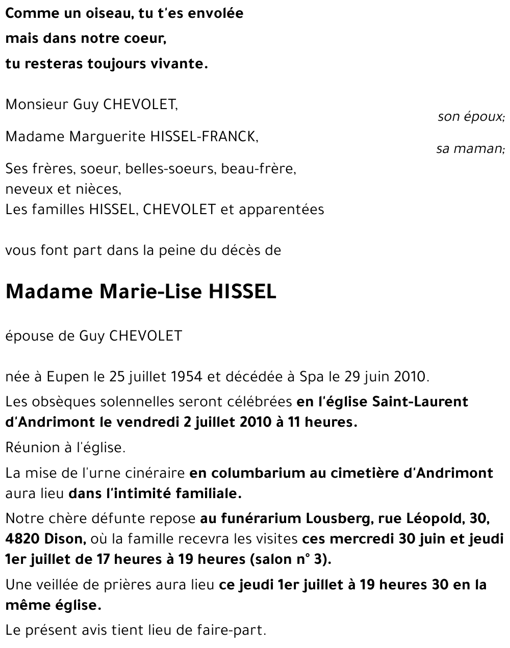 Marie-Lise HISSEL