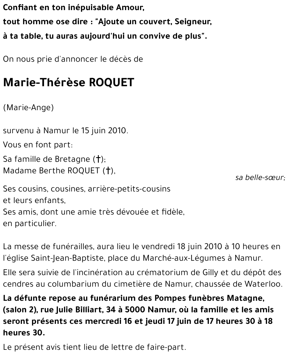 Marie-Thérèse ROQUET