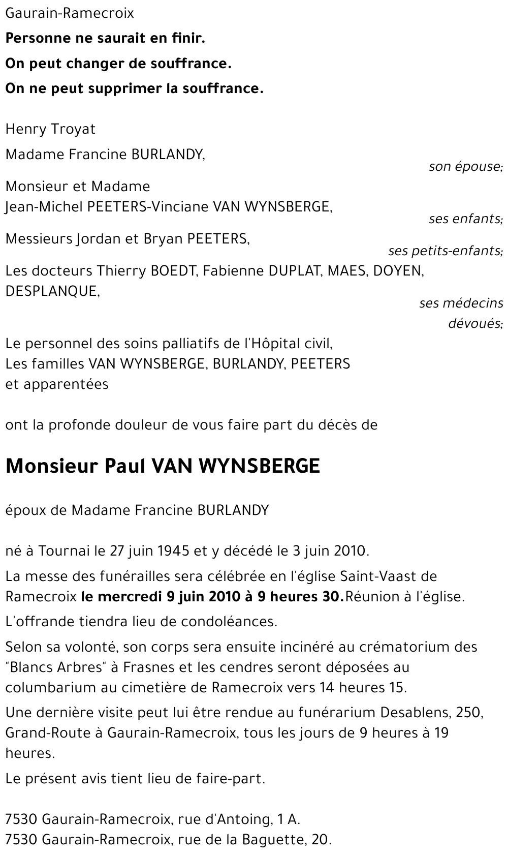 Paul VAN WYNSBERGE