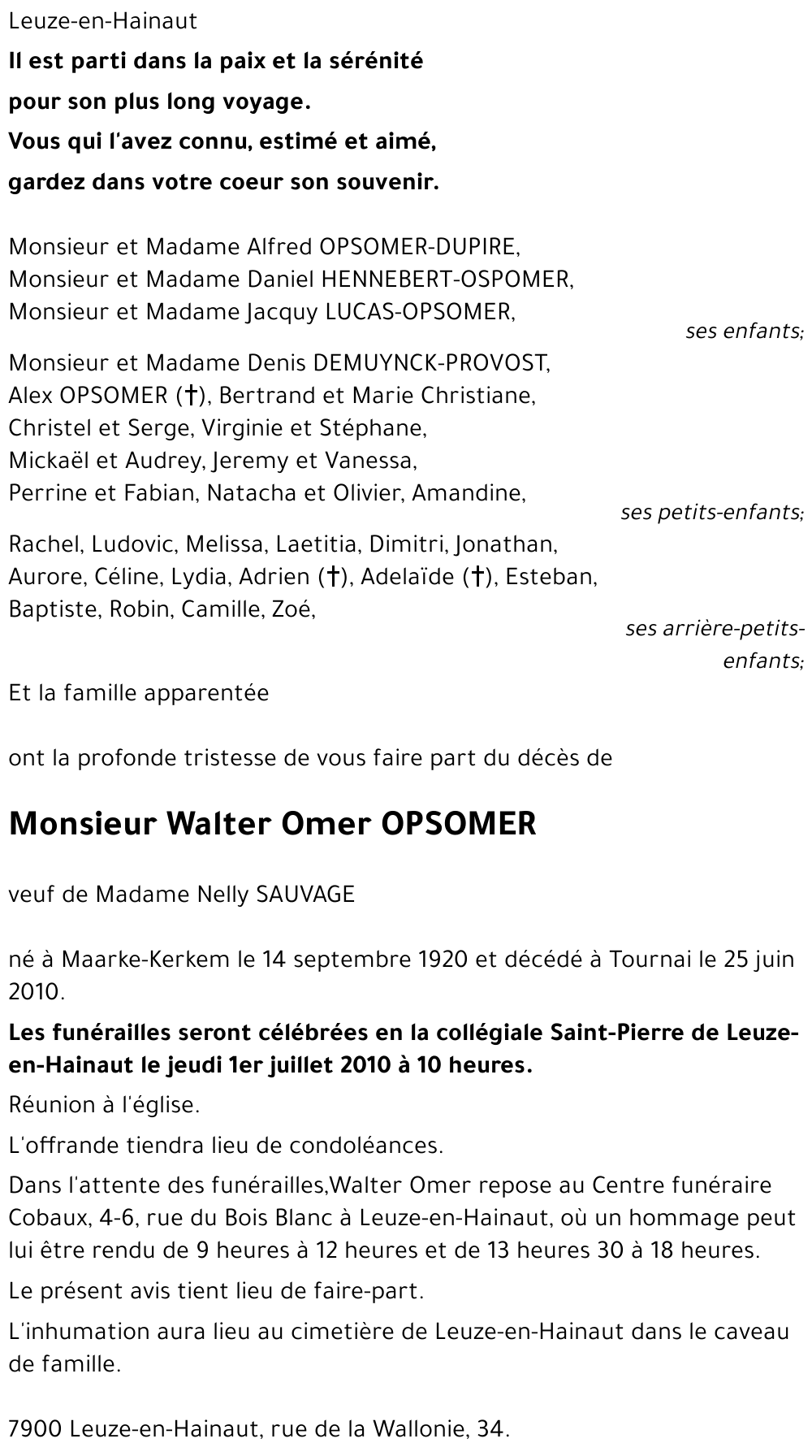 Walter Omer Opsomer