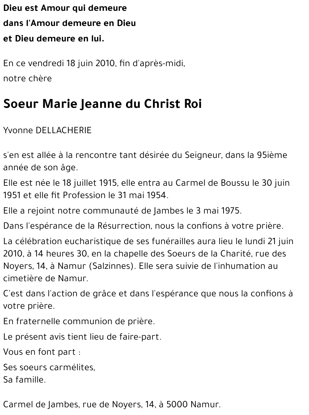 Yvonne DELLACHERIE