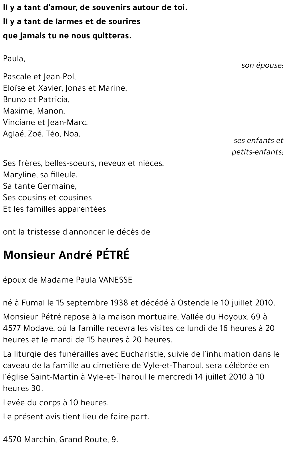 André PETRE