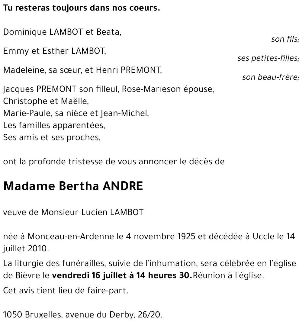 Bertha ANDRE