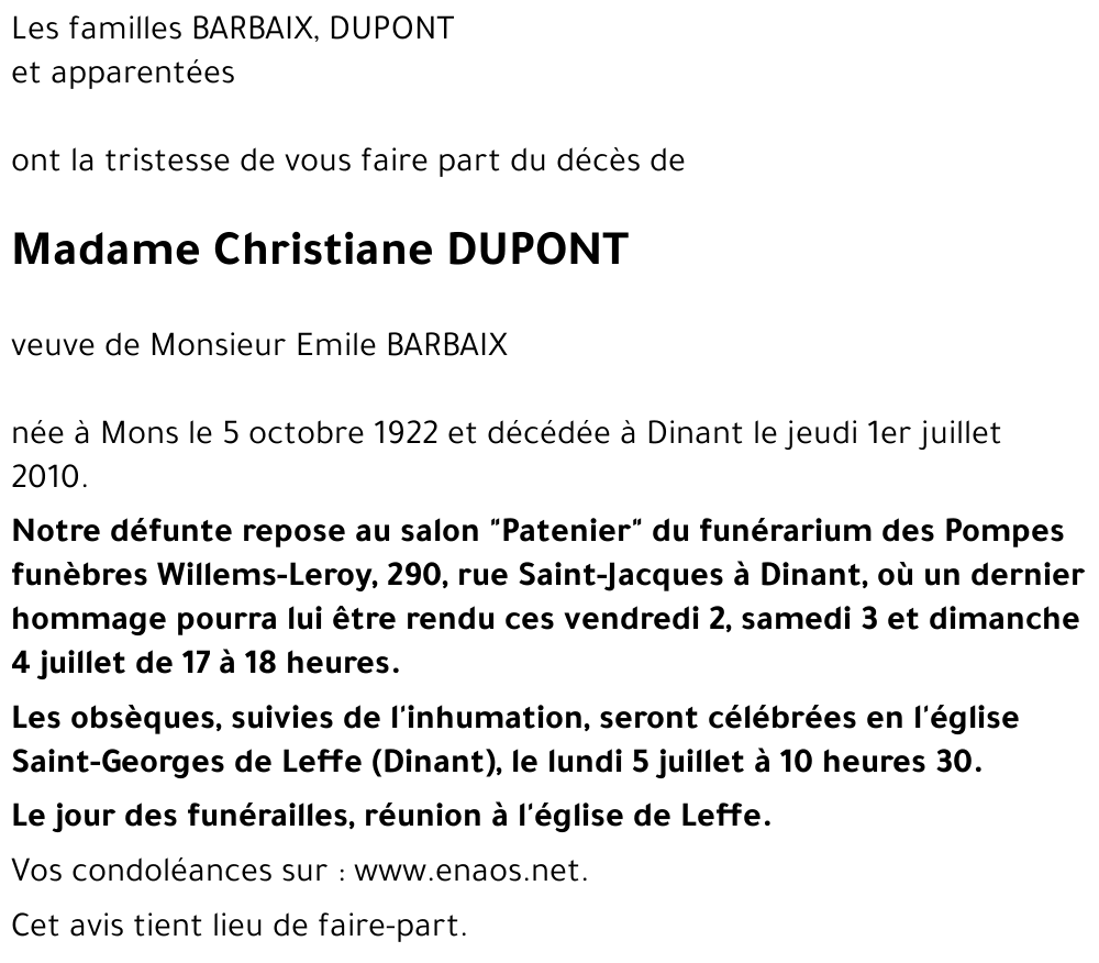 Christiane DUPONT