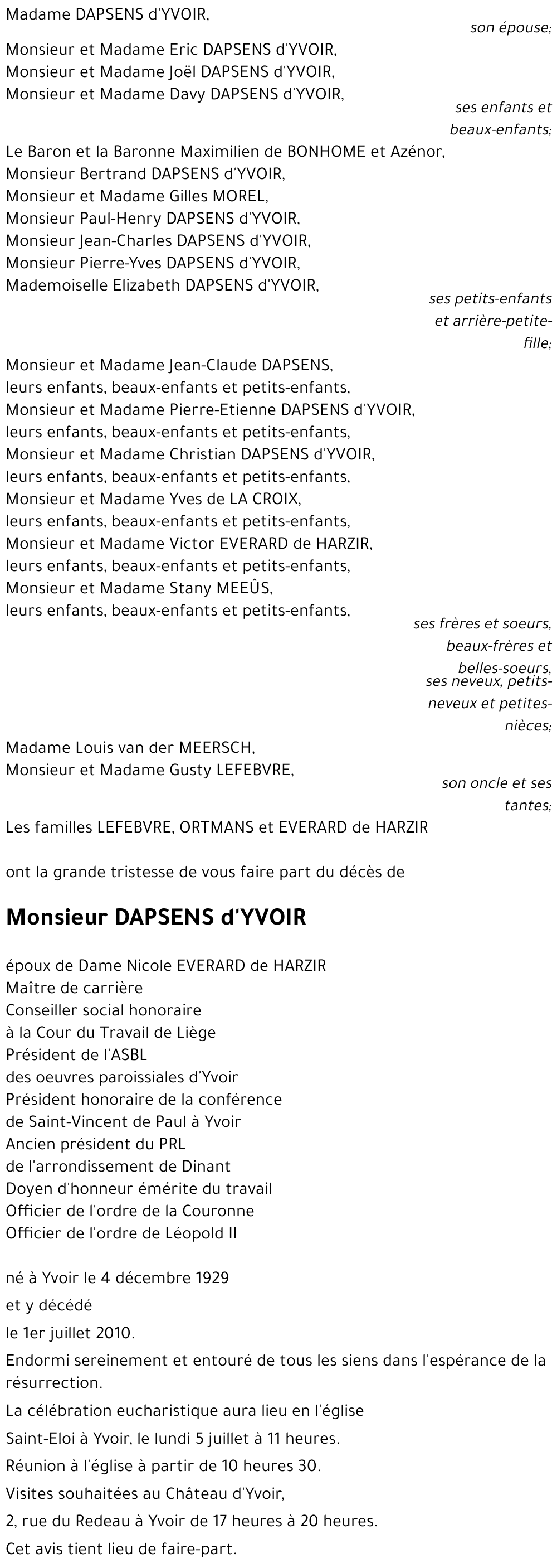  DAPSENS d'YVOIR