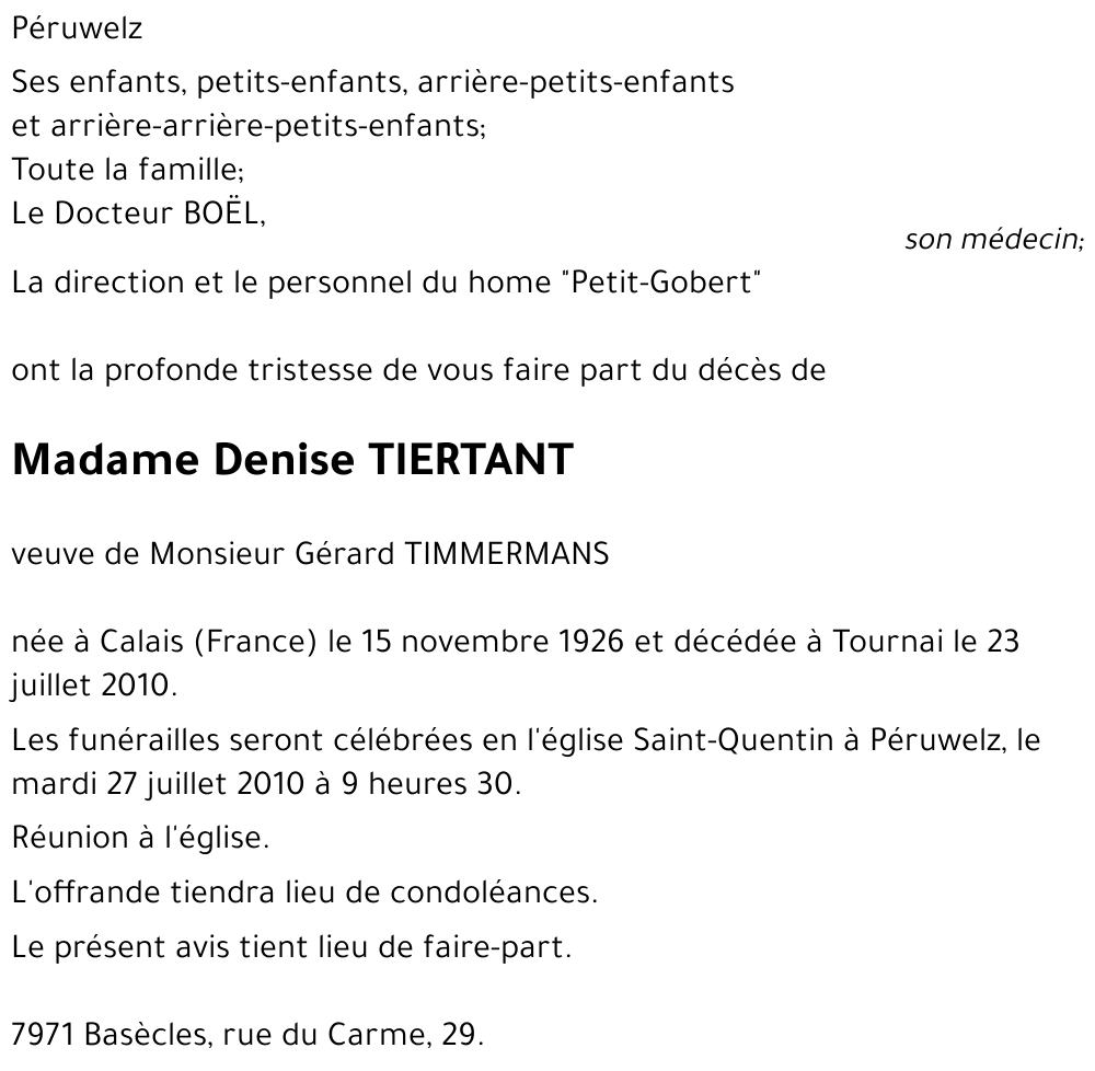 Denise TIERTANT
