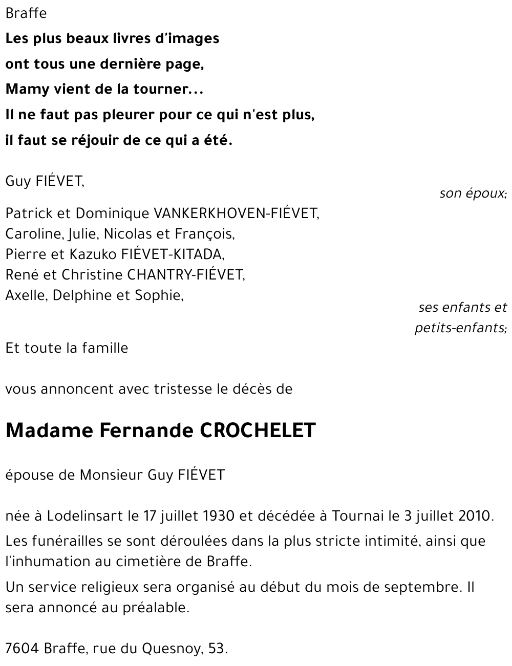 Fernande CROCHELET