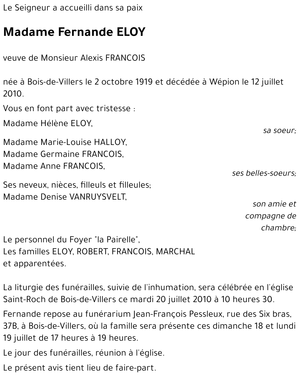 Fernande ELOY