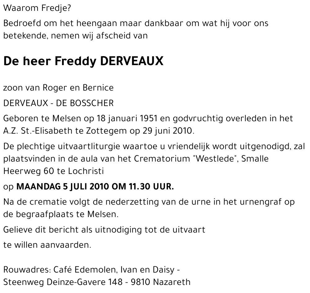 Freddy DERVEAUX