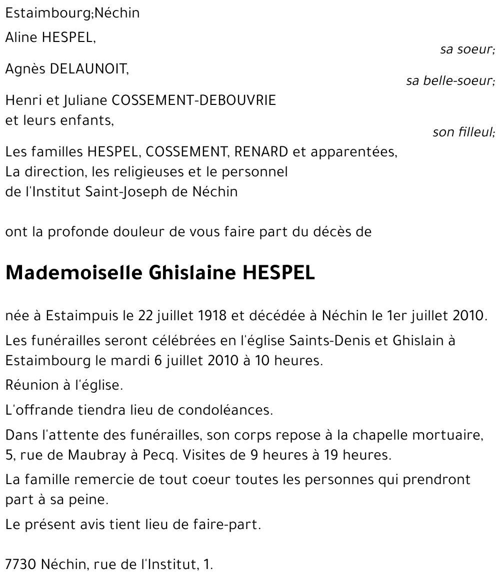 Ghislaine HESPEL