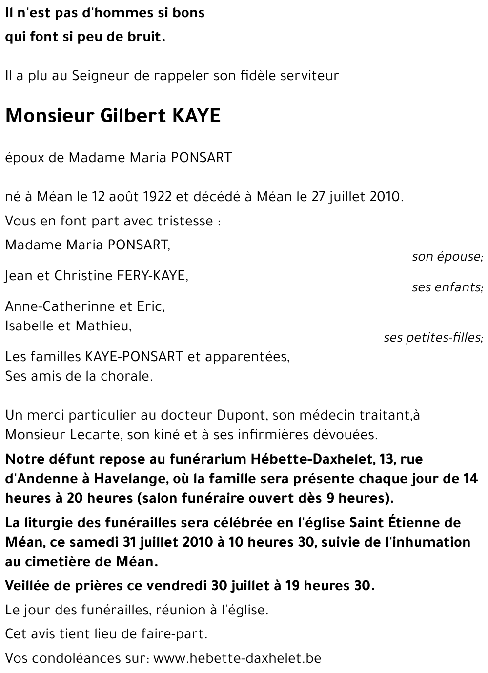 Gilbert KAYE