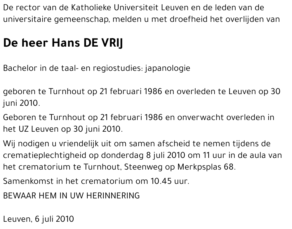 Hans DE VRIJ