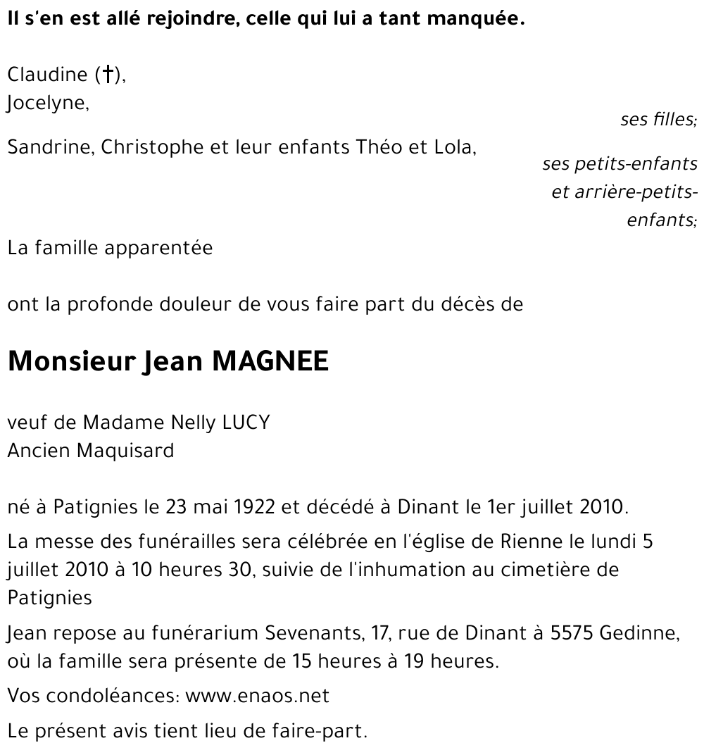 Jean MAGNEE