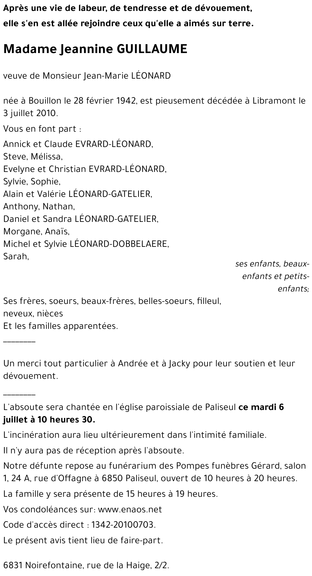 Jeannine GUILLAUME