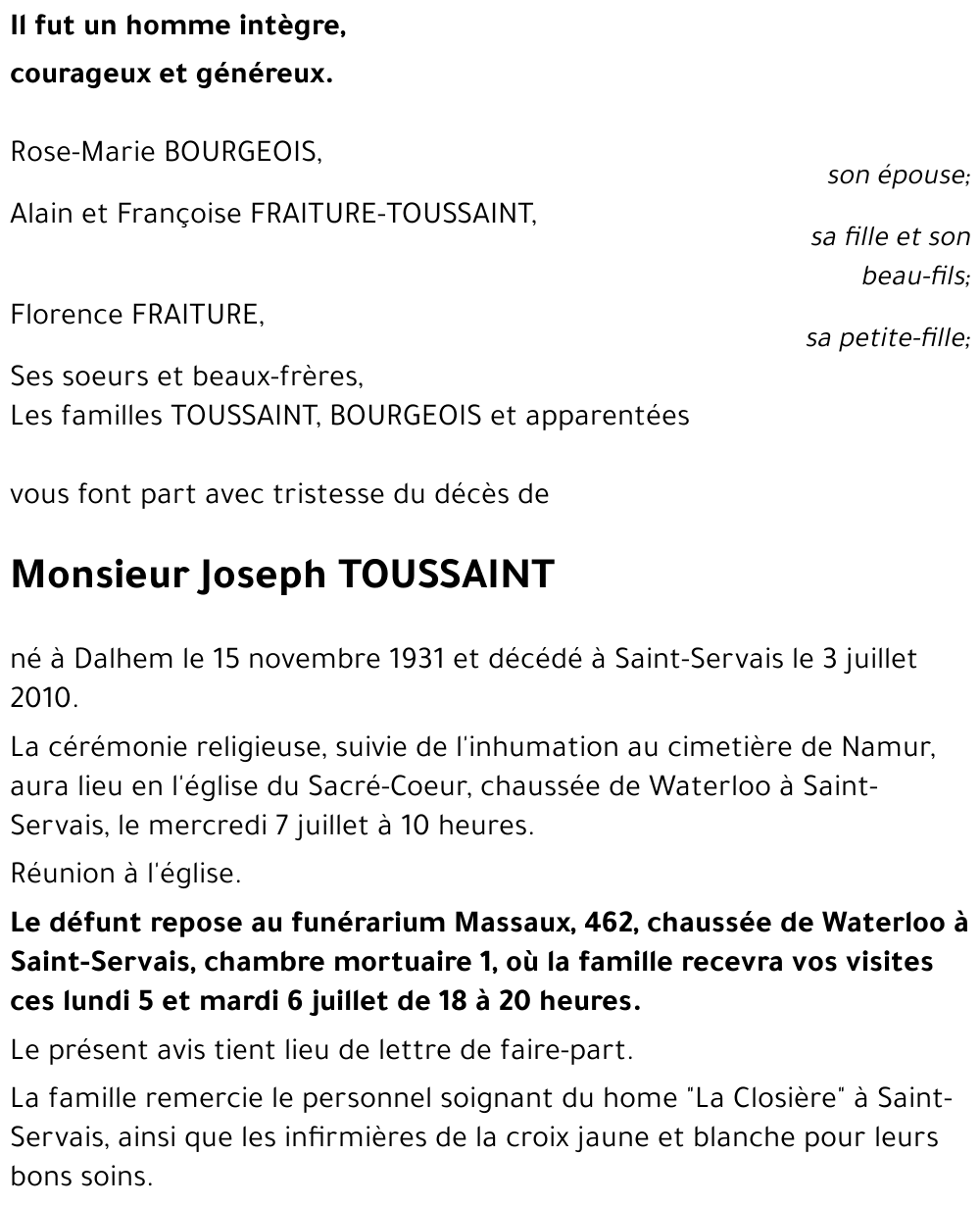 Joseph TOUSSAINT