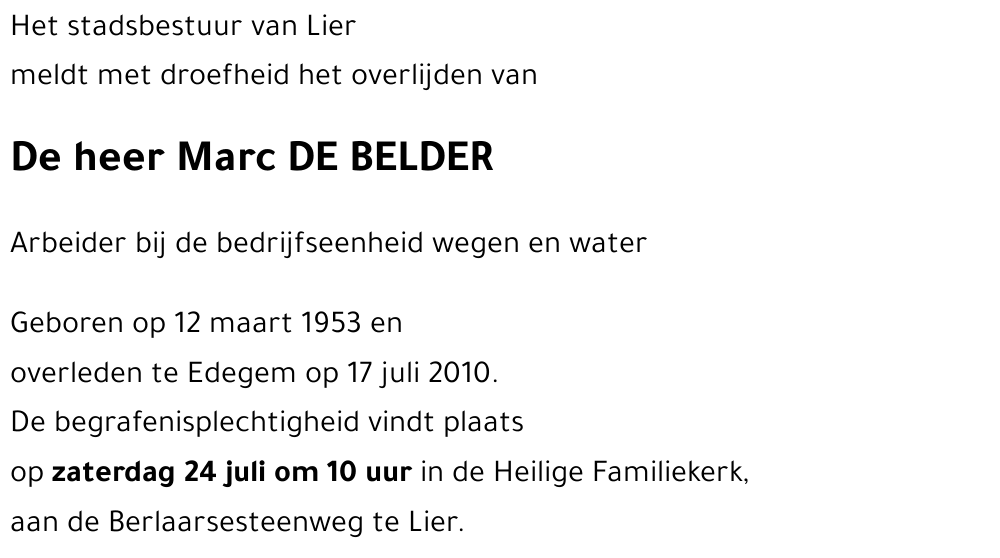 Marc DE BELDER