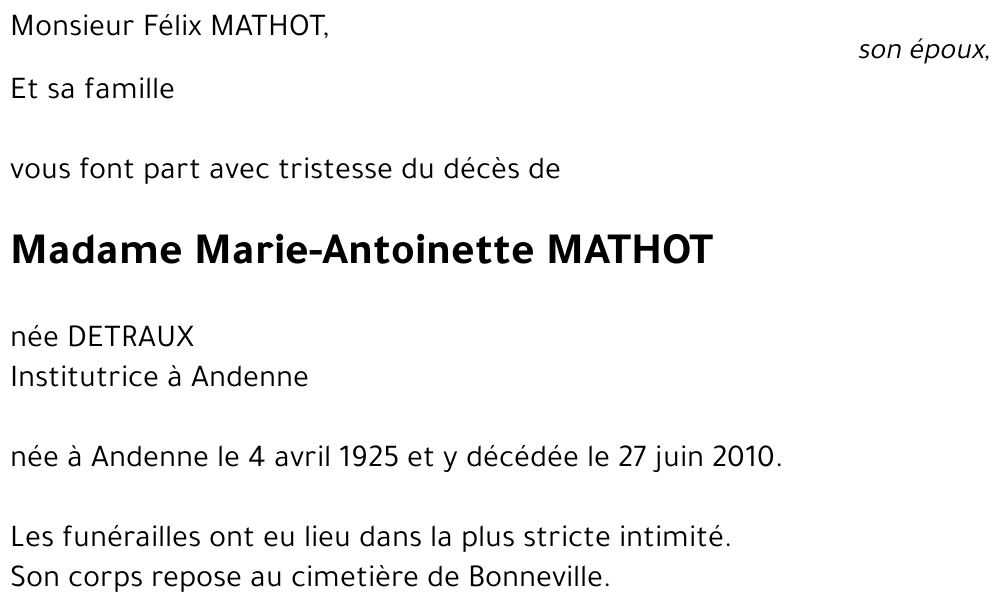 Marie-Antoinette MATHOT