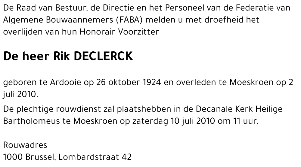 Rik DECLERCK
