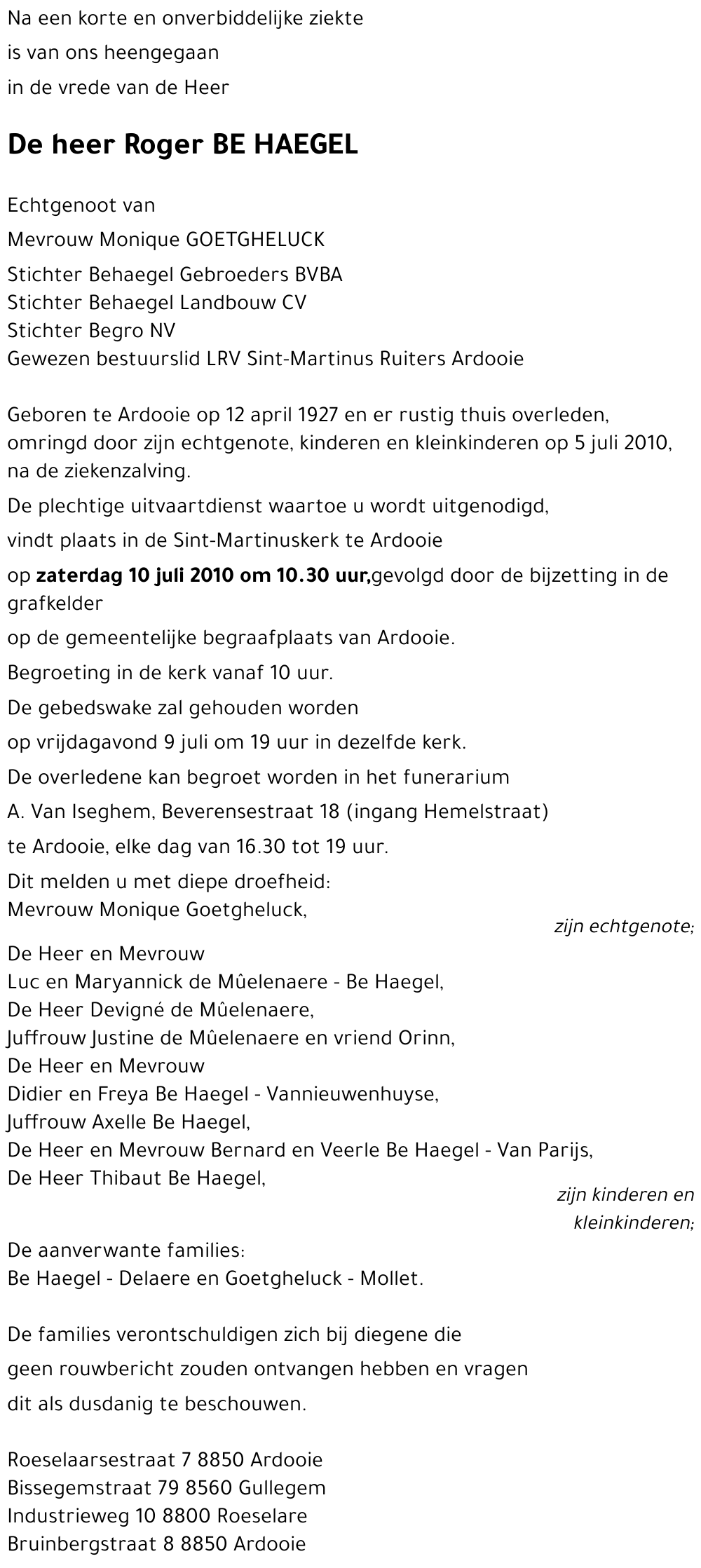 Roger BE HAEGEL