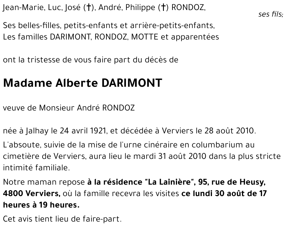 Alberte DARIMONT