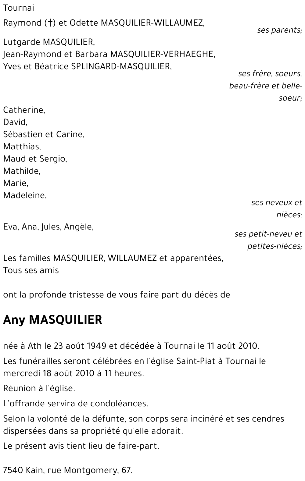 Any MASQUILIER