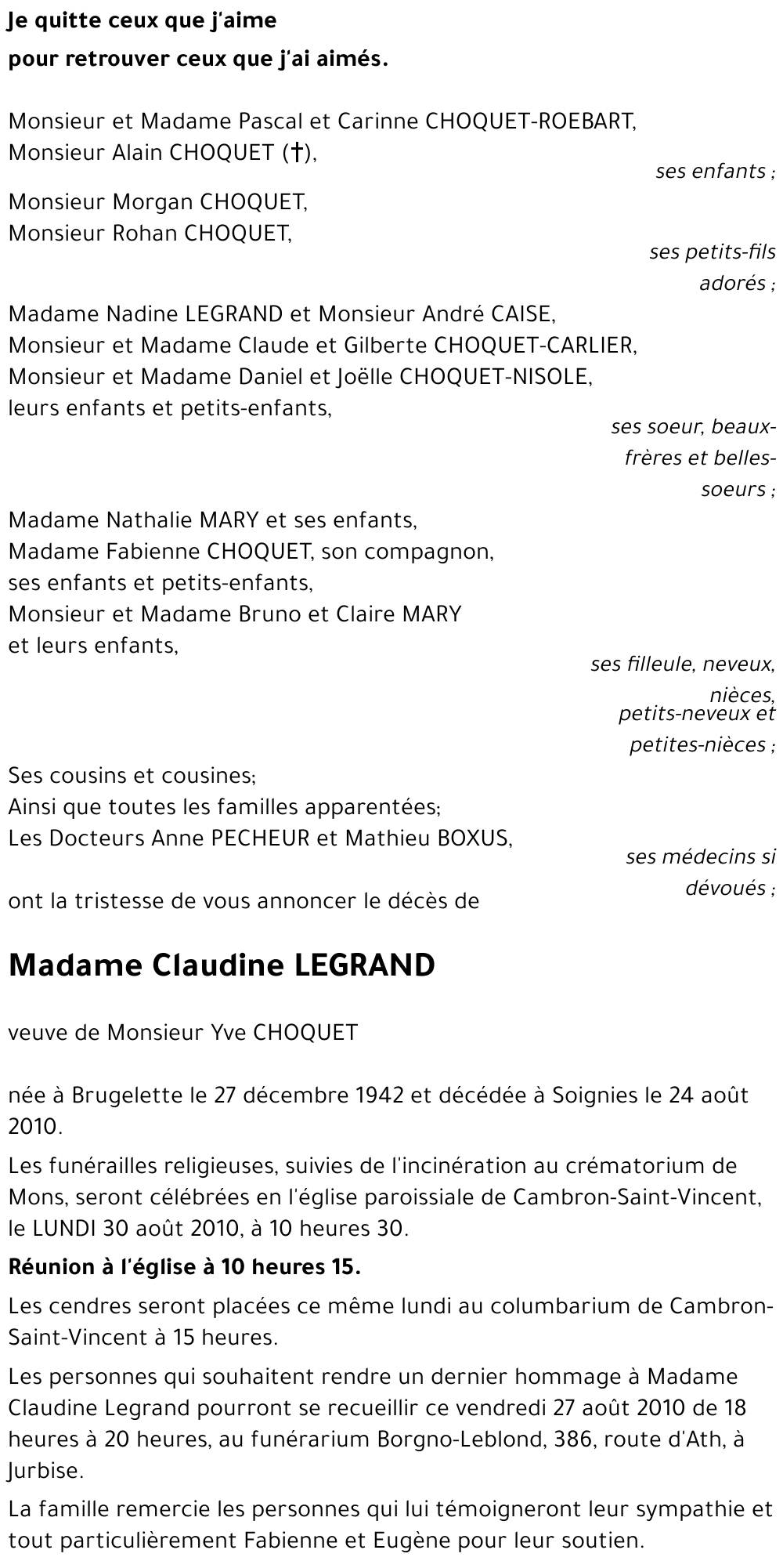 Claudine LEGRAND