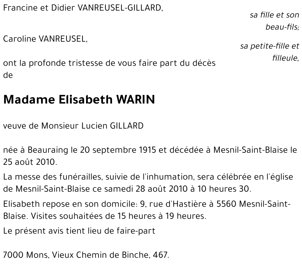 Elisabeth WARIN