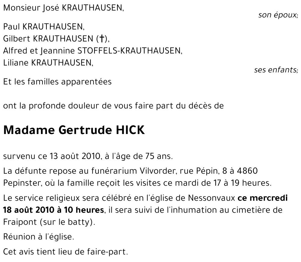 Gertrude HICK