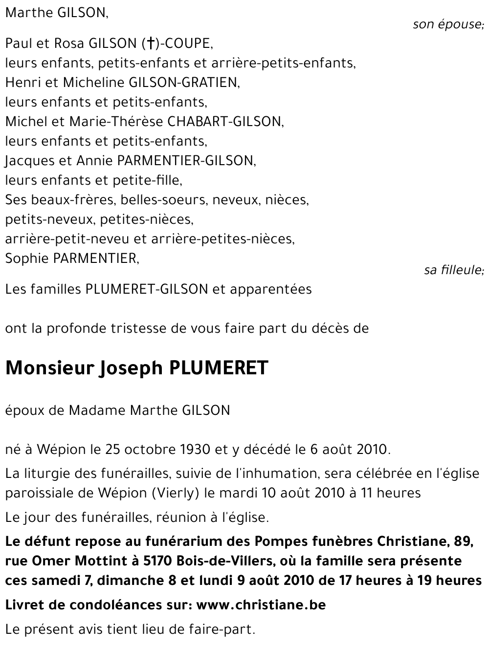 Joseph PLUMERET