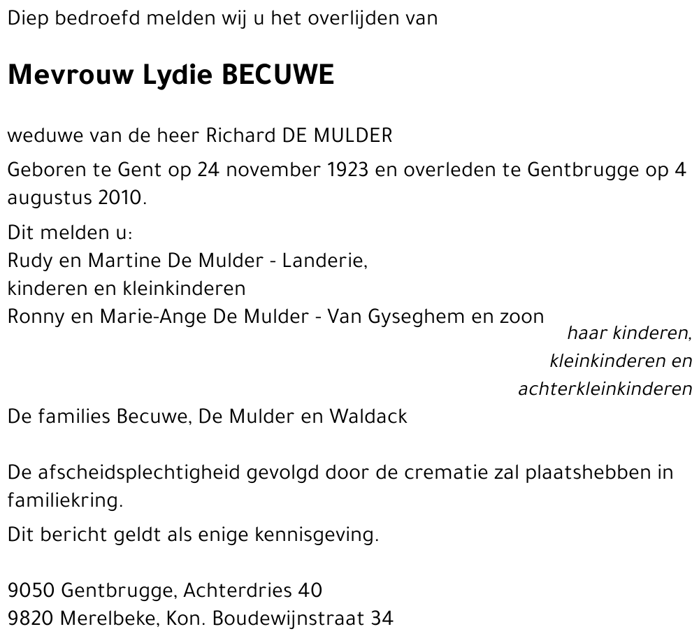 Lydie BECUWE