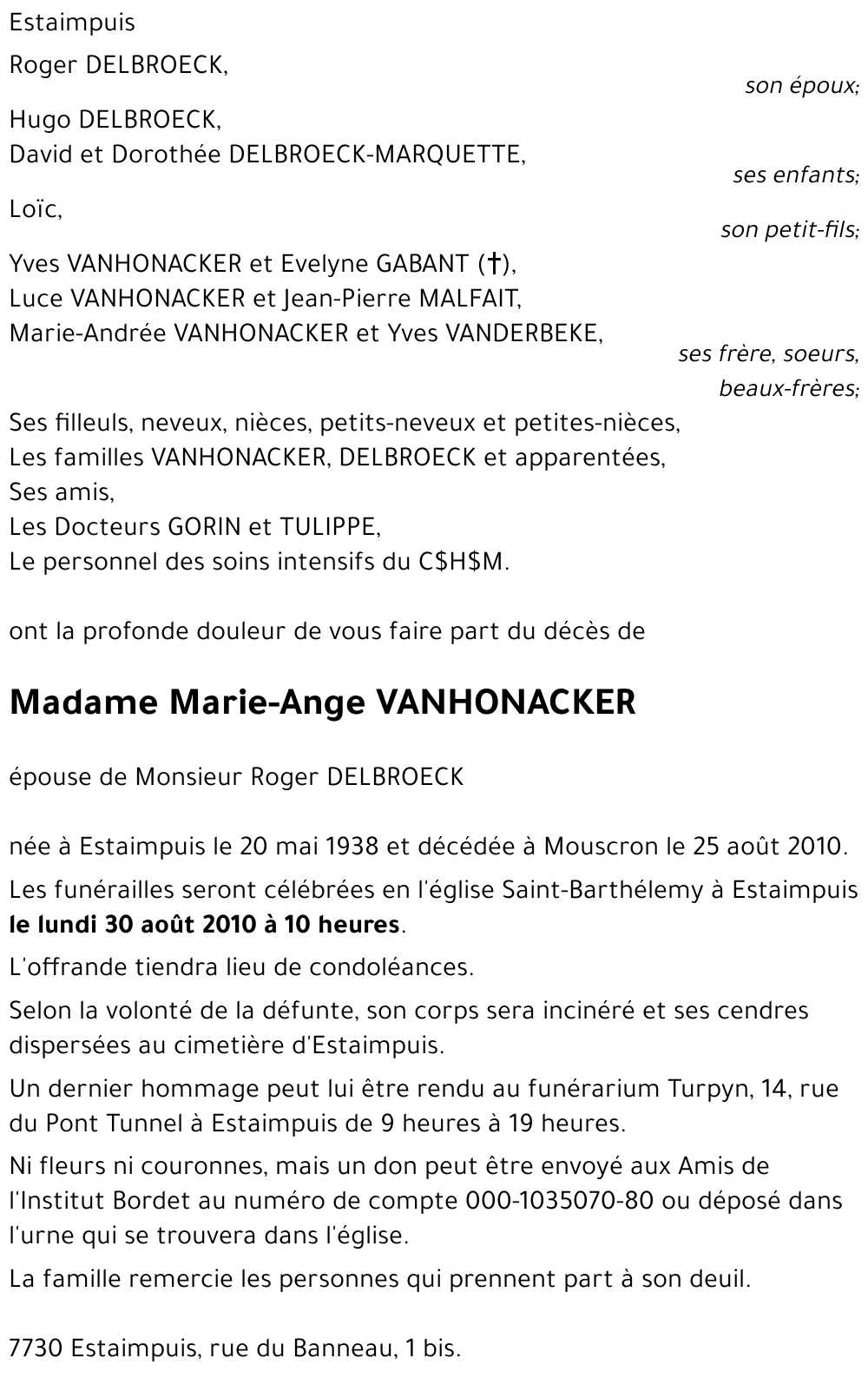 Marie-Ange VANHONACKER