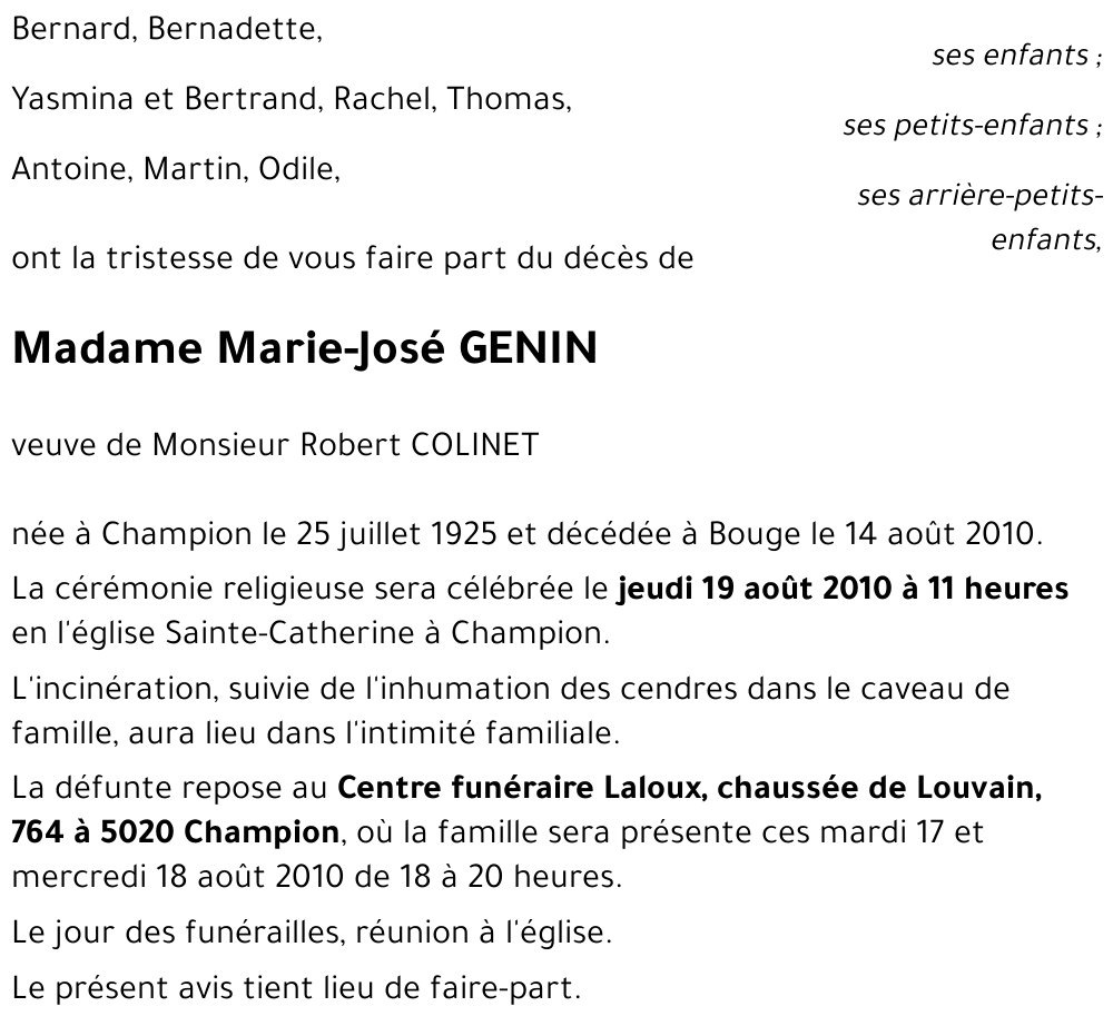 Marie-José GENIN