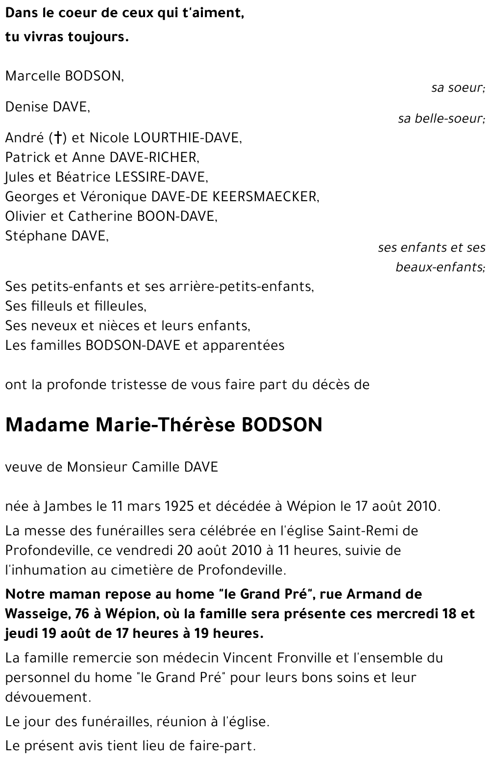 Marie-Thérèse BODSON