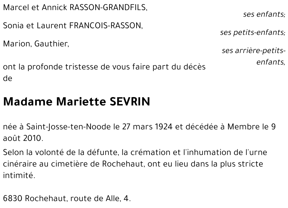 Mariette SEVRIN