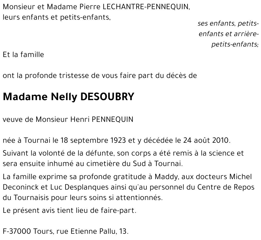 Nelly DESOUBRY