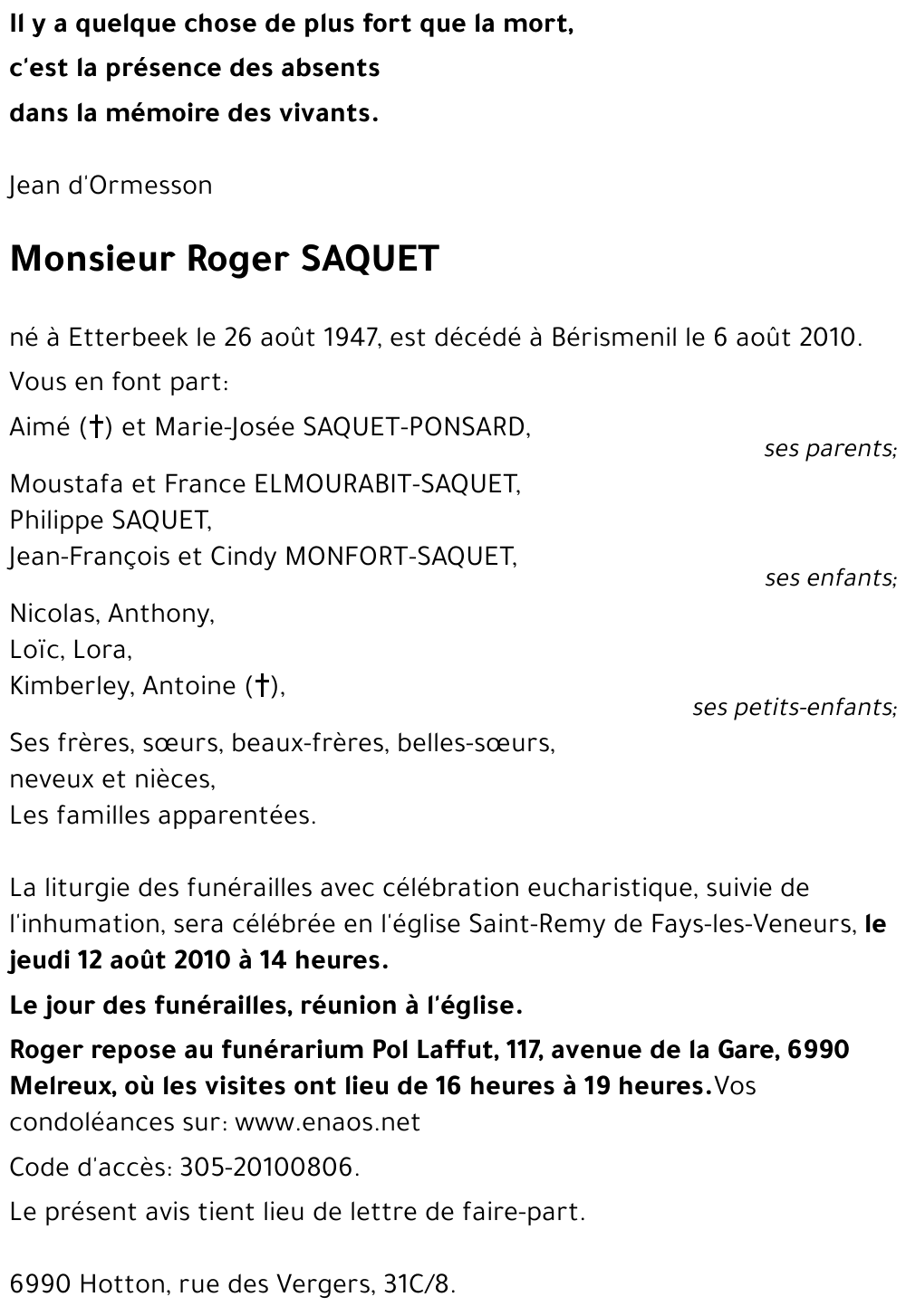 Roger SAQUET