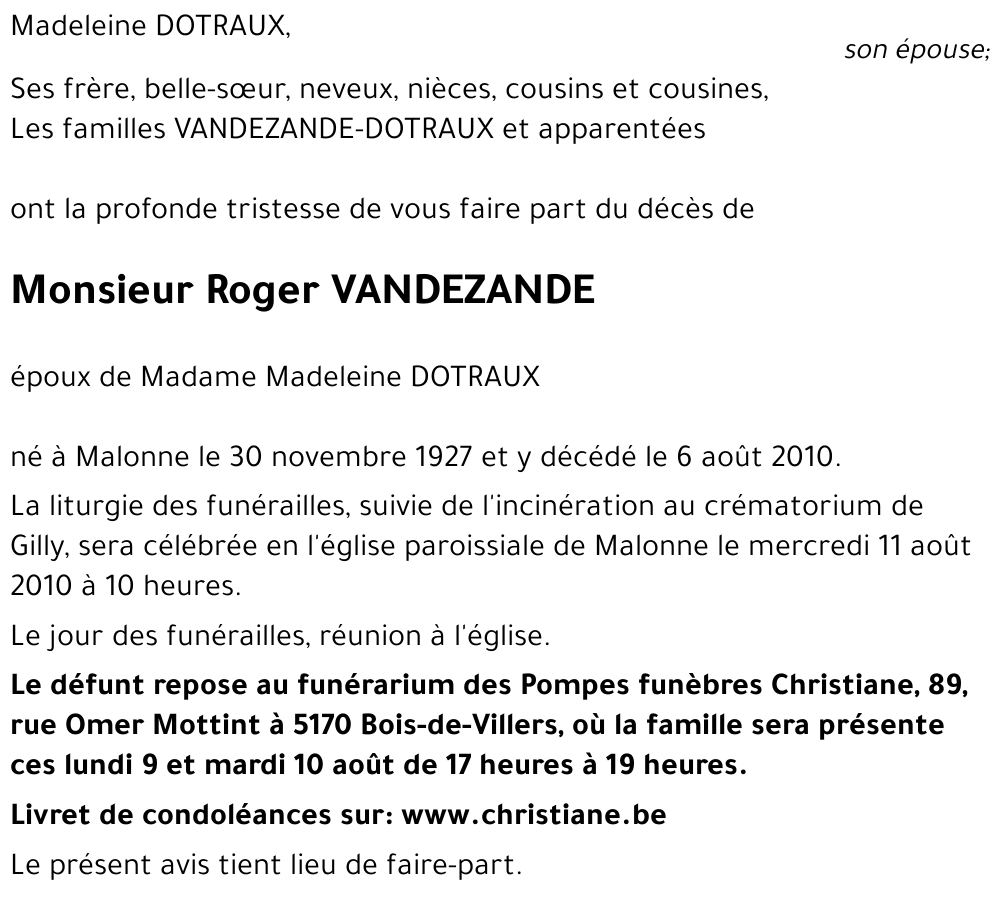 Roger VANDEZANDE