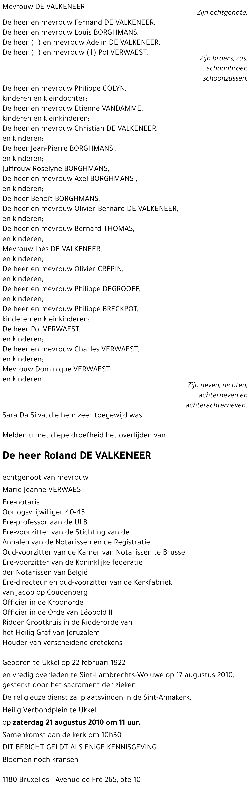 Roland DE VALKENEER