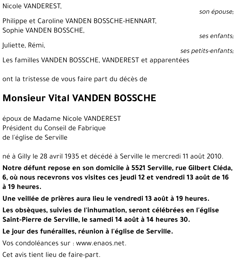 Vital VANDEN BOSSCHE