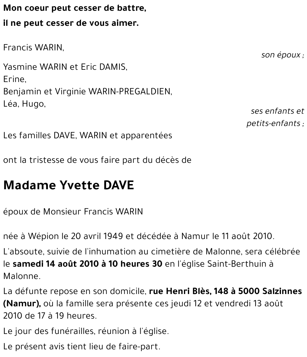 Yvette DAVE