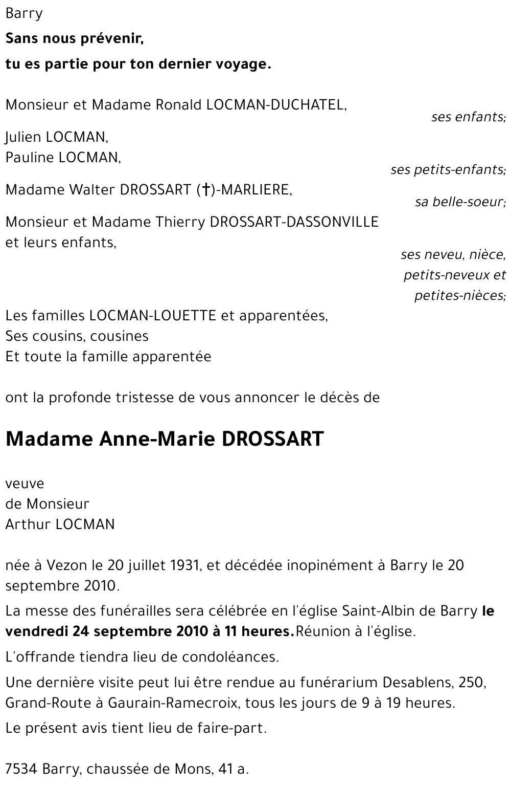 Anne-Marie DROSSART