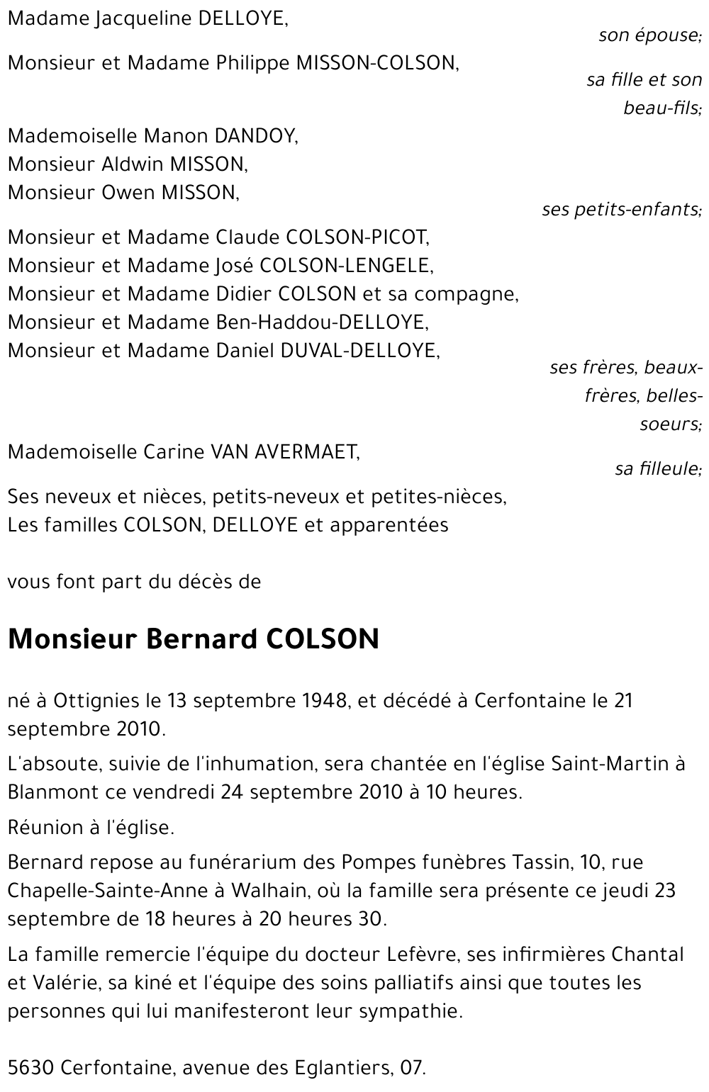 Bernard COLSON