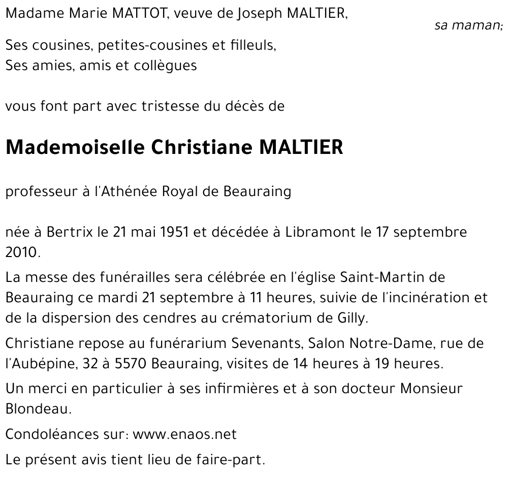 Christiane MALTIER