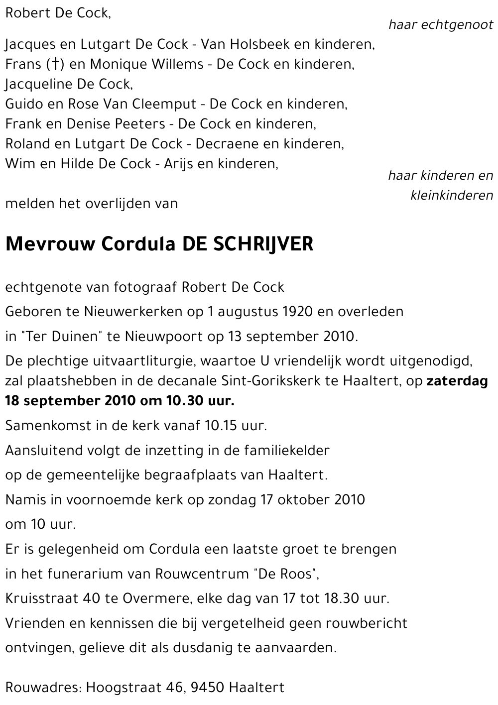 Cordula DE SCHRIJVER